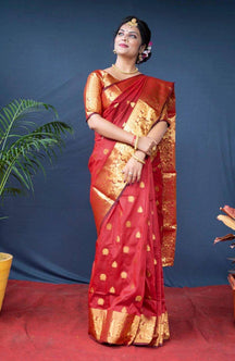 Glamgait Soft Lichi Silk Jacquard Saree