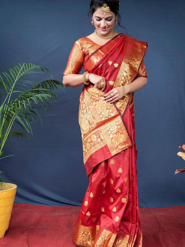Glamgait Soft Lichi Silk Jacquard Saree