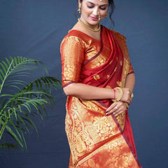 Glamgait Soft Lichi Silk Jacquard Saree