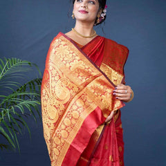 Glamgait Soft Lichi Silk Jacquard Saree