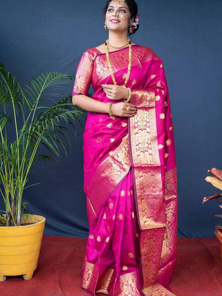 Glamgait Soft Lichi Silk Jacquard Saree