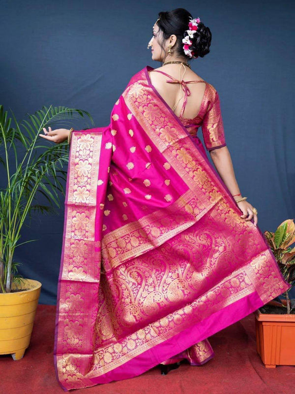 Glamgait Soft Lichi Silk Jacquard Saree