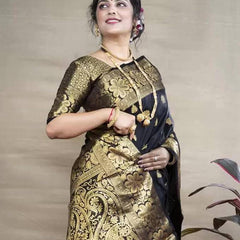 Glamgait Soft Lichi Silk Jacquard Saree