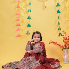 Maroon Traditional Mirror Work Lehenga Choli for Girls