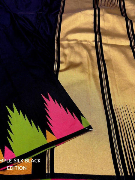 Black Lichi Silk Saree with Multicolor Abstract Floral Print – Perfect for Casual and Festive Occasions 