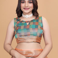 Elegant Printed Silk Saree with Golden Border | Traditional Indian Saree for Weddings & Festivals