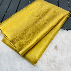 Elegant Golden Silk Saree with Intricate Brocade Work – Traditional Festive Wear for Women