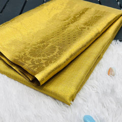 Elegant Golden Silk Saree with Intricate Brocade Work – Traditional Festive Wear for Women