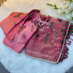 Designer Pink Silk Saree For Women