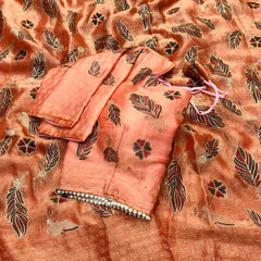 Designer Orange Silk Saree For Women