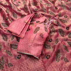 Designer Pink Silk Saree For Women