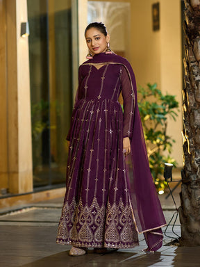 Exquisite Royal Purple Designer Anarkali Dress