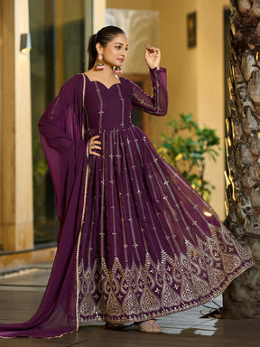 Exquisite Royal Purple Designer Anarkali Dress