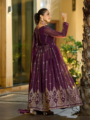 Exquisite Royal Purple Designer Anarkali Dress