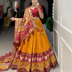 Mustard Yellow Patola Lehenga Choli for Women