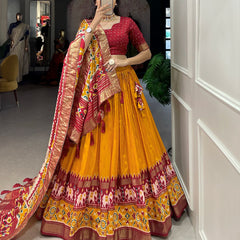 Mustard Yellow Patola Lehenga Choli for Women