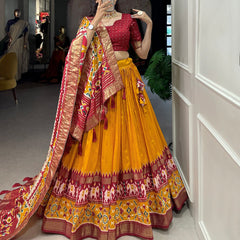 Mustard Yellow Patola Lehenga Choli for Women