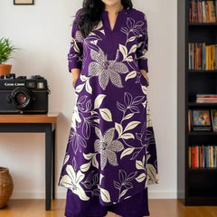Women Purple Floral Printed Kurta Set with Pants