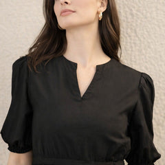 Women Black Embroidered Midi Dress
