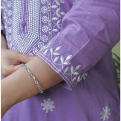 Women Lavender Embroidered Kurta Set with Dupatta