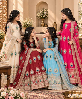 Girls Pink Anarkali Gown with Dupatta