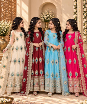 Girls Sky Blue Anarkali Gown with Dupatta