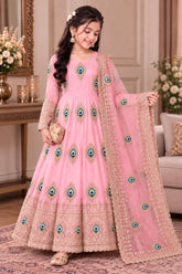 Girls Baby Pink Anarkali Dress with Dupatta