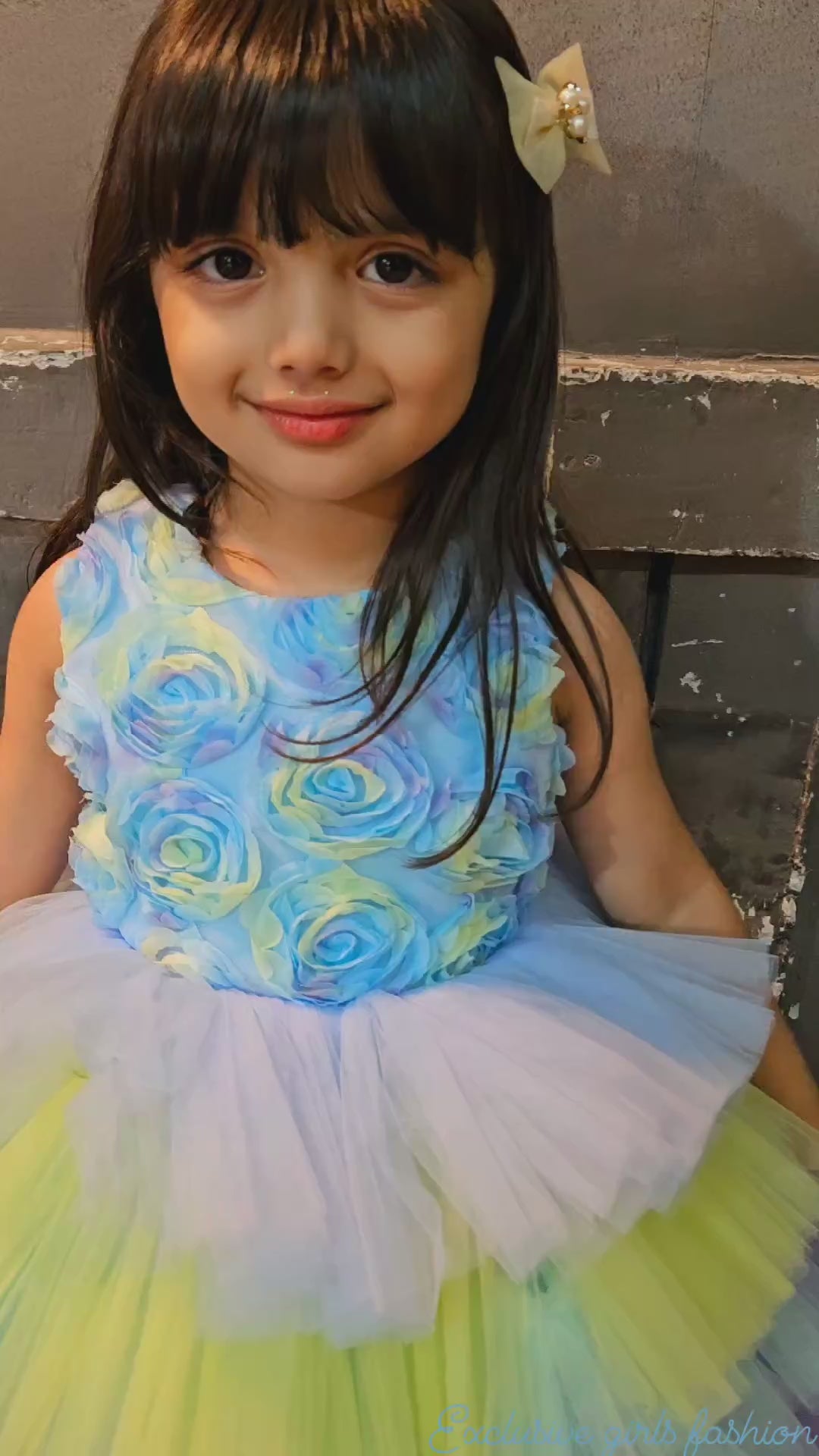 Girls Multicolor Layered Tulle Party Frock