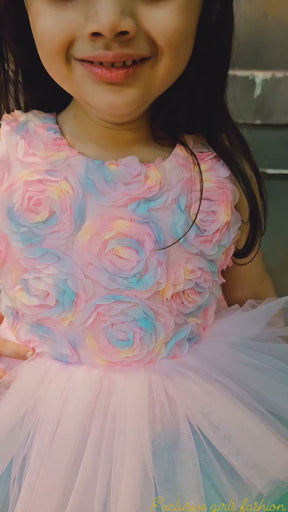 Girls Pastel Rainbow Layered Tulle Party Frock