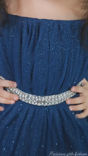 Girls Teal Blue Sparkle Party Frock